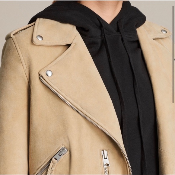 Another Story Faux Suede Biker Jacket - Beige/Tan - Picture 2 of 5